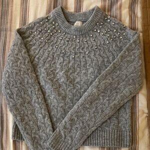 a new day Gray Embellished Cable Knit Sweater